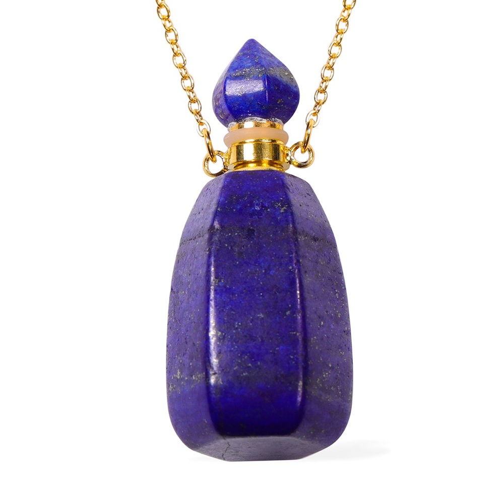 Lapis Lazuli Perfume Bottle Pendant Necklace 22 In